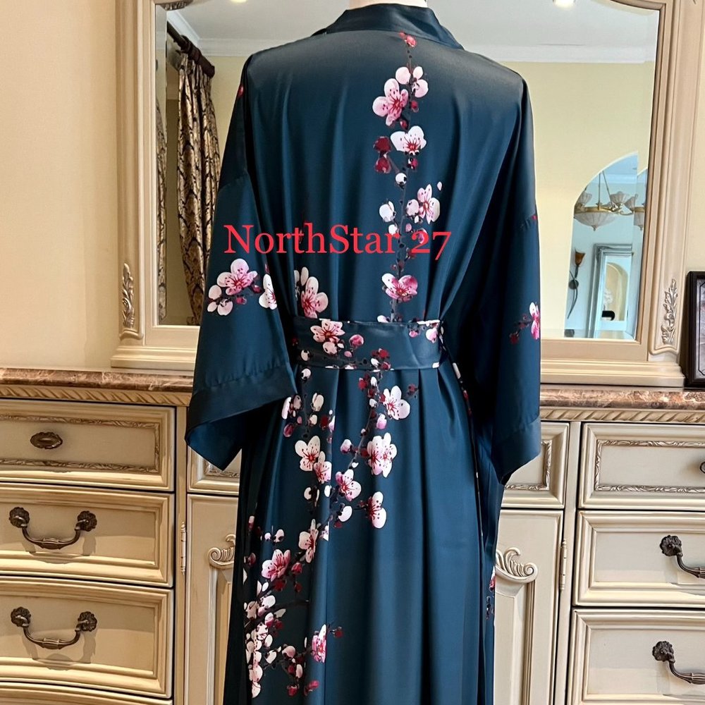 Women Plus Size Kimono Silky Satin Dressing Gown